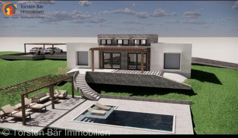 Saktouria Kreta Saktouria Anstehendes Villenprojekt ebenerdig mit Meerblick und priv. Pool Haus kaufen